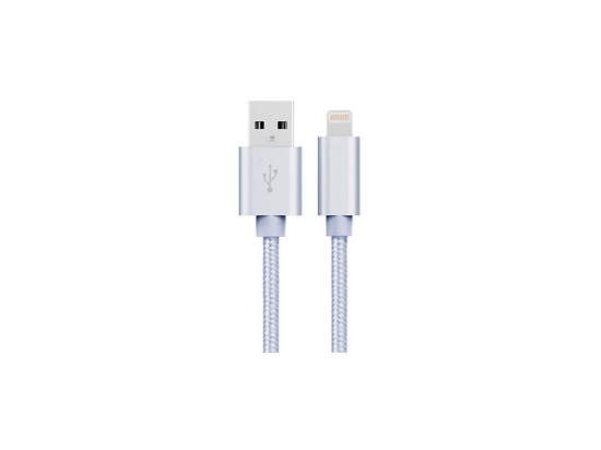 CABLE LIGHTNING 8 PINES IPHONE METAL PLATA (CARGA Y TRANSFERENCIA) 1M